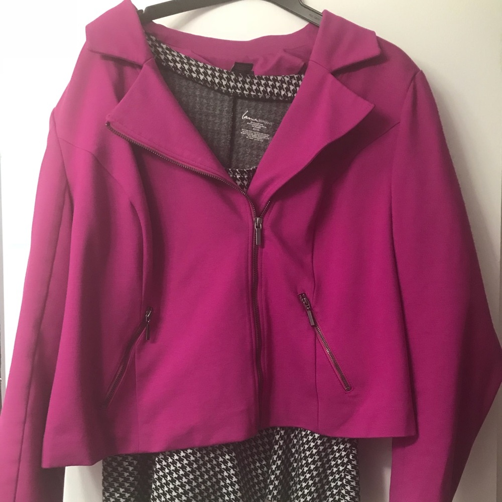 Hot pink Moto jacket with cool hardware details!